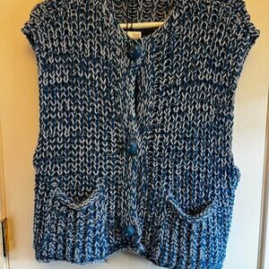 Zara blue and white marled sweater vest